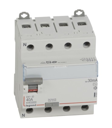Inter diff DX³-ID 40A type AC - 30mA - 4P- 400V~ départ bas vis- 4M