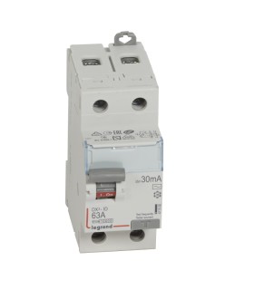 Inter diff DX³-ID 63A - type AC - 30mA vis/vis - 2P- 230V~ départ bas - 2 m