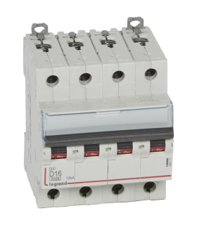 Disj DX³ 6000-16A-10kA-courbe D- 4P-400V~peigne HX³ trad 4P vis/vis- 4m