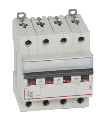 Disj DX³ 6000-16A-10kA-courbe D- 4P-400V~peigne HX³ trad 4P vis/vis- 4m
