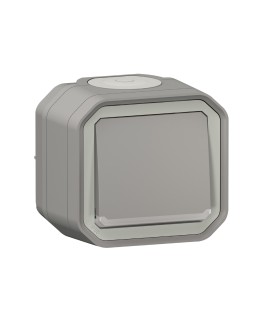 Poussoir NO lumineux Plexo complet saillie gris / Legrand