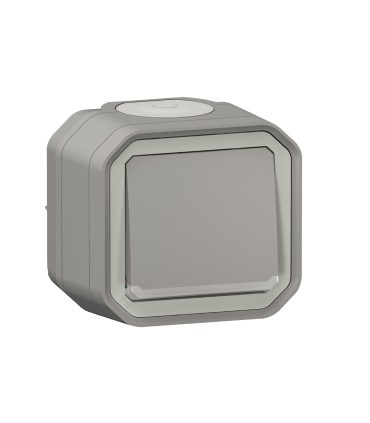 Poussoir NO lumineux Plexo complet saillie gris / Legrand