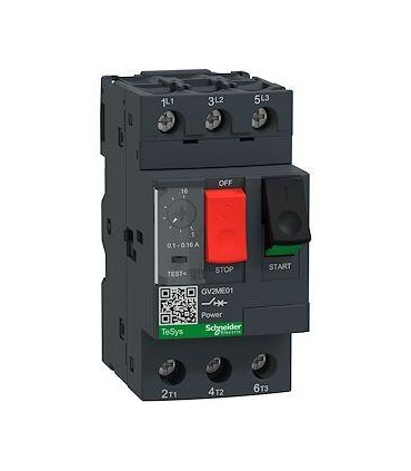 Disjoncteur moteur - 0,1/ 0,16A - 3P 3d - déclencheur magnéto-thermique