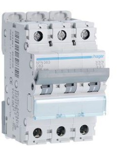 Disjoncteur 3P 6-10kA courbe C - 63A 3 modules