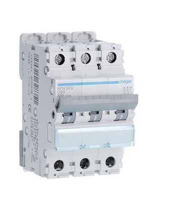 Disjoncteur 3P 6-10kA courbe C - 63A 3 modules