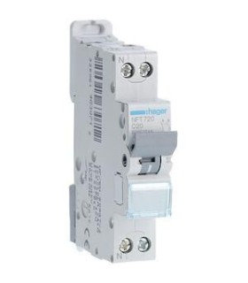 Disjoncteur 1P+N 6-10kA courbe C - 20A 1 module