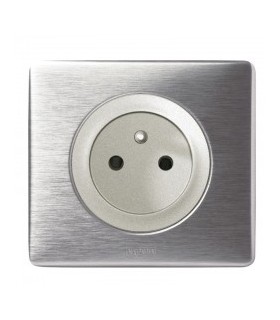 Prise 2P+T complète Legrand Céliane Alu Métal