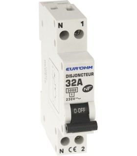 Disjoncteur 1P+N 32A NF, cx vis Haut/Bas 3kA