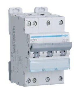 Disjoncteur 40A 6-10kA C 3P+N  3m