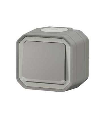 Poussoir NO lumineux Plexo complet saillie gris / Legrand