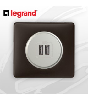 Prise USB Double complete Legrand Céliane Basalte Poudré