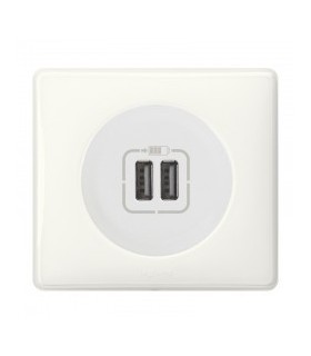 Prise USB Double complète Legrand Céliane Craie Poudré