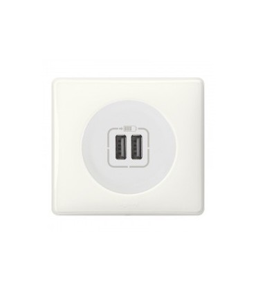 Prise USB Double complète Legrand Céliane Craie Poudré