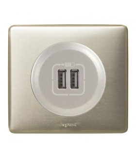 Prise USB Double complète Legrand Celiane Titane Métal