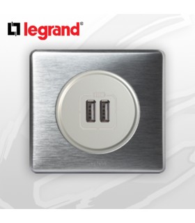 Prise USB Double complete Legrand Céliane Alu Métal
