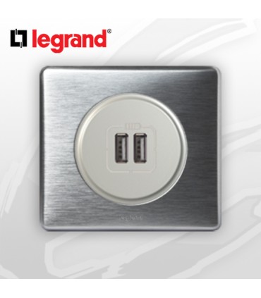 Prise USB Double complete Legrand Céliane Alu Métal