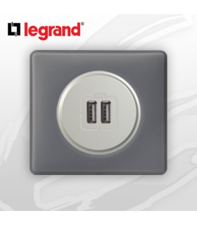 Prise USB Double complete Legrand Céliane Schiste Poudré