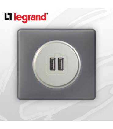 Prise USB Double complete Legrand Céliane Schiste Poudré