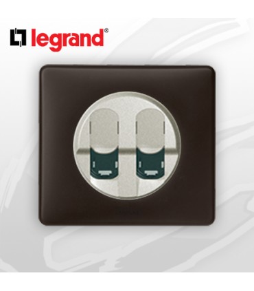 Prise Double RJ45 Cat 6 complète Legrand Céliane Basalte Poudré