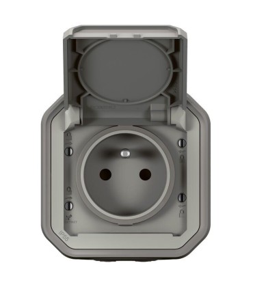 Prise avec volet Plexo complète saillie - gris