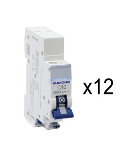 12 disjoncteurs 1P+N 10A courbe C connexion rapide/rapide