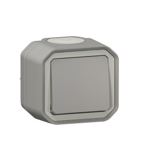 Poussoir NO Plexo complet saillie gris / Legrand