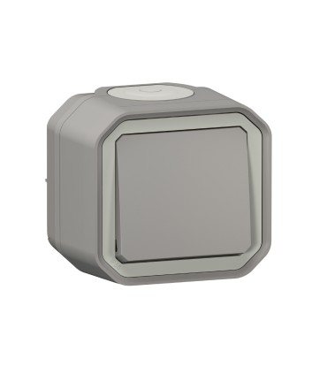Poussoir NO Plexo complet saillie gris / Legrand
