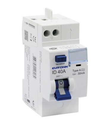 Interrupteur différentiel 40A 1P+N 30mA connexion haut/haut cxion rapide Classe A NF