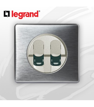Prise Double RJ45 Cat 6 complète Legrand Céliane Alu Métal