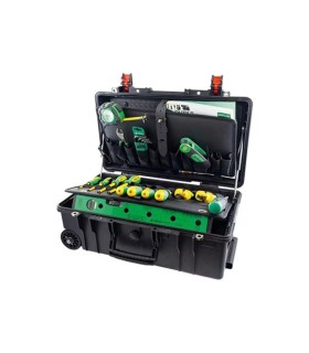 Kit d'outils pour électricien en valise avec trolley et roulettes