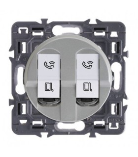 Prise double RJ45 FTP cat6 Legrand céliane titane complète
