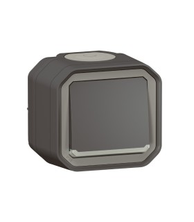 Interrupteur ou va-et-vient témoin 10AX 250V Plexo complet saillie anthracite / Legrand