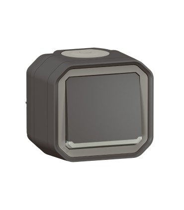 Interrupteur ou va-et-vient témoin 10AX 250V Plexo complet saillie anthracite / Legrand