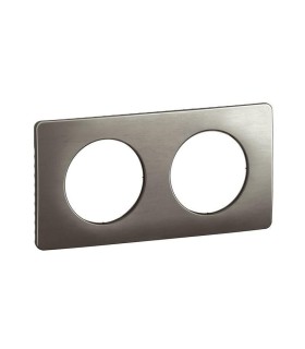 Céliane Plaque de finition  2 postes - Acier Satiné
