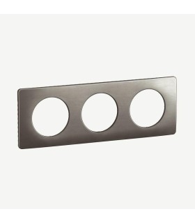 Céliane Plaque de finition  3 postes - Acier Satiné