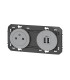 Dooxie Prise 2P+T Surface + chargeur 2 USB Type A- 3A précâblés finition alu