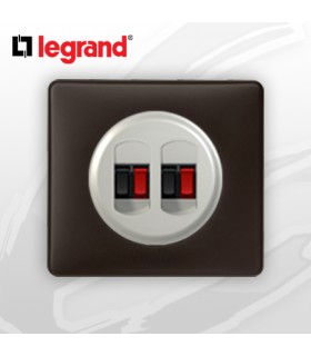 Prise HP double complète Legrand Céliane Basalte Poudré