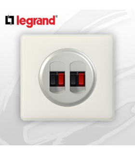 Prise HP double complète Legrand Céliane Craie Poudré