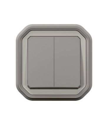Double interupteur / va-et--vient ou poussoir Plexo complet encastré - gris