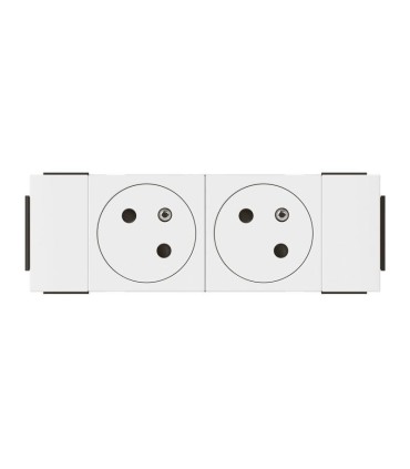 Mosaic link double Prise 2P+T surface 4m blanc clippage direct