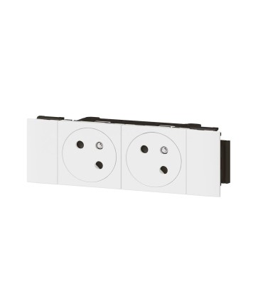 Mosaic link double Prise 2P+T surface 4m blanc clippage direct