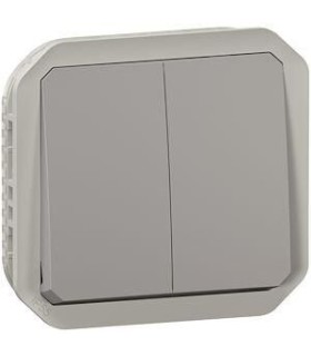 Plexo Double interrupteur ou va-et-vient composable IP55 10AX 250V gris