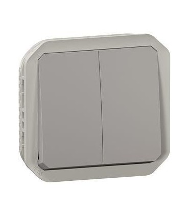 Plexo Double interrupteur ou va-et-vient composable IP55 10AX 250V gris