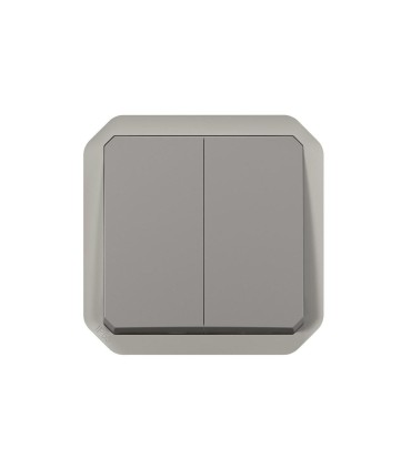 Plexo Double interrupteur ou va-et-vient composable IP55 10AX 250V gris