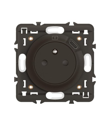 Céliane Prise 2P+T avec prise USB Type-C 7,5W enjoliveur Noir et support