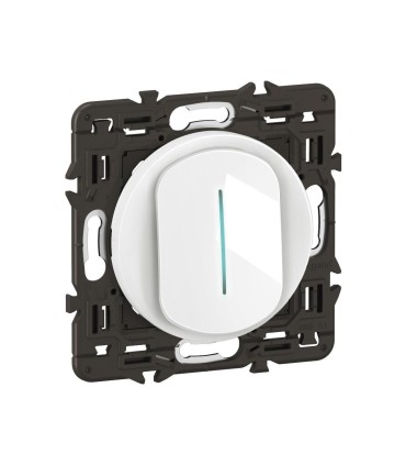 Céliane Interrupteur témoin 10AX enjoliveur Blanc, support et voyant