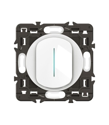 Céliane Interrupteur témoin 10AX enjoliveur Blanc, support et voyant