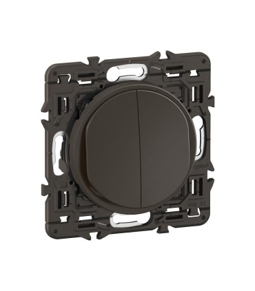 Céliane Double interrupteur lumineux 10AX enjoliveur Noir, support et voyant