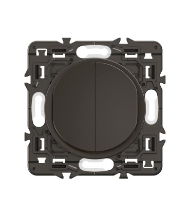 Céliane Double interrupteur lumineux 10AX enjoliveur Noir, support et voyant