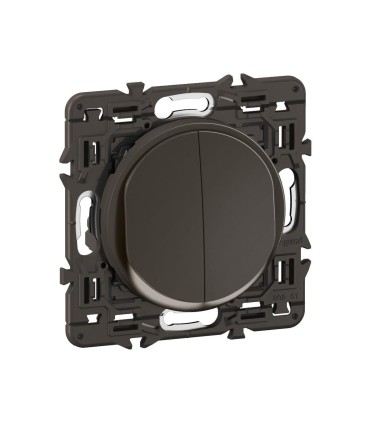 Céliane Double interrupteur lumineux 10AX enjoliveur Noir, support et voyant